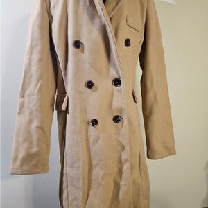SHEIN Camel Coat with Black Accents